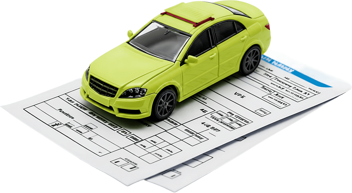 A car sitting on a printed vehicle inspection checklist