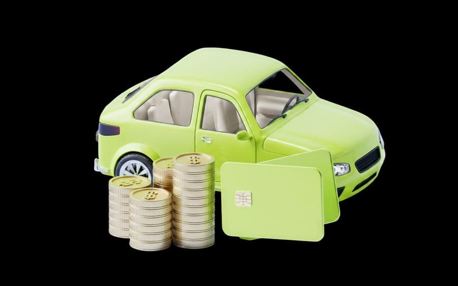 A 3D car with golden coins
